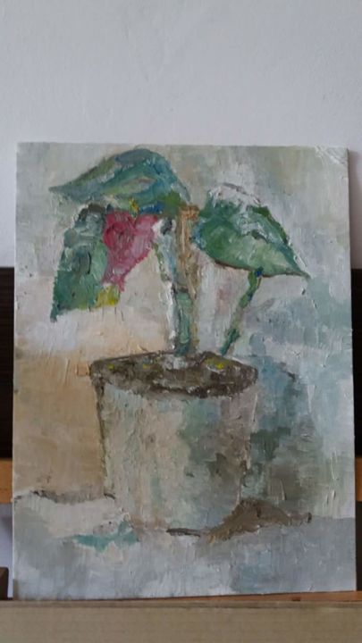 Painting titled "Ghiveci cu flori" by Isabellbeatrice, Original Artwork