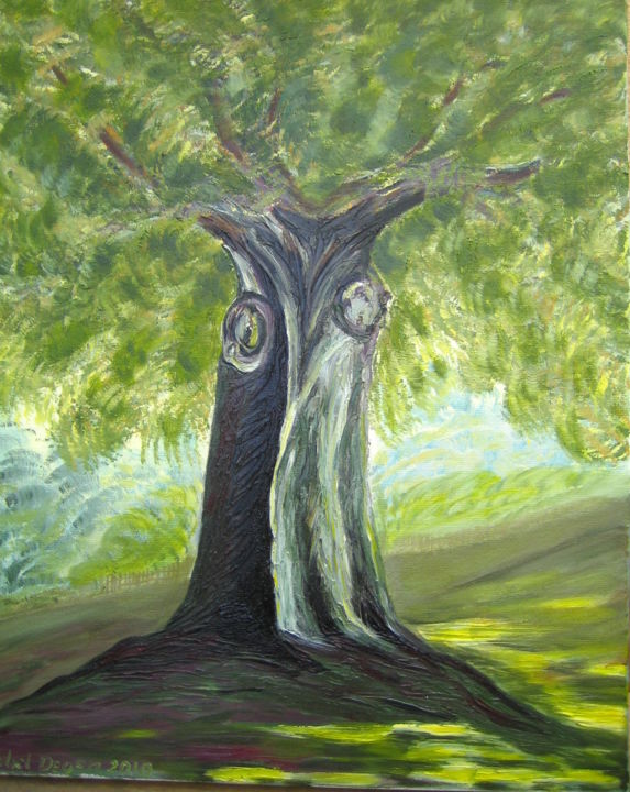 Schilderij getiteld "Drzewo II" door Isabel Degen, Origineel Kunstwerk, Olie