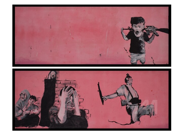 Pintura intitulada "Guerra 1" por Isabella Mazzeo, Obras de arte originais, Acrílico Montado em Painel de madeira