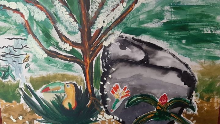 Painting titled "Natureza -tucano" by Isabella Mazzeo, Original Artwork, Acrylic