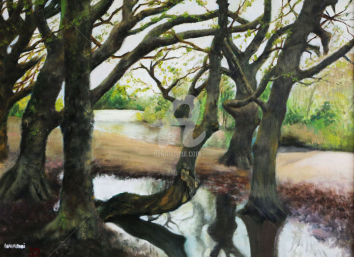 Painting titled "WHIPPS CROSS FOREST" by Isabella Wenmei Zhang, Original Artwork, Oil