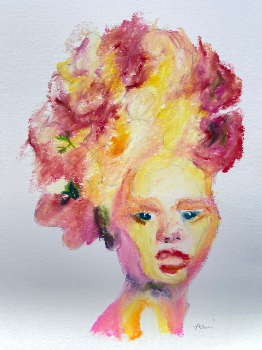 Dessin intitulée "Fleur de vie 1" par Isabelle Asni, Œuvre d'art originale, Pastel