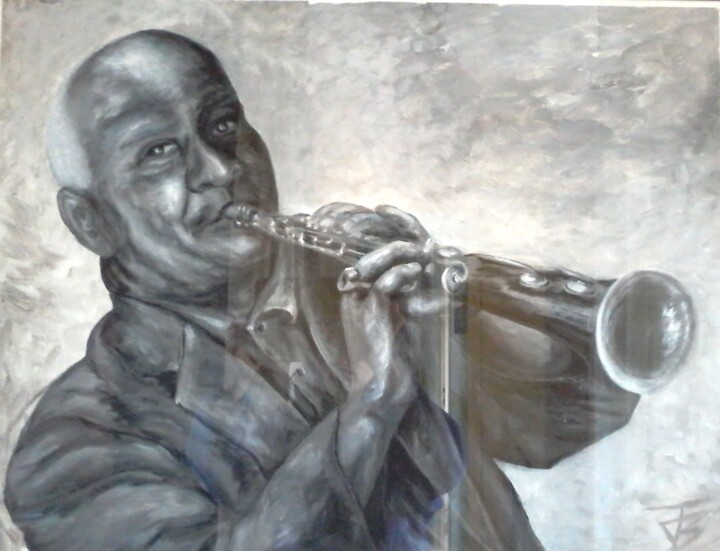Painting titled "Sidney Bechet" by Isabelle Blanc, Original Artwork, Acrylic