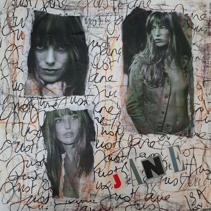 Collages getiteld ""Just Jane "" door Isabelle Blondel, Origineel Kunstwerk, Collages