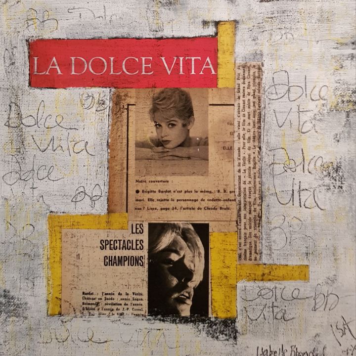 Collages intitulée "Dolce Vita" par Isabelle Blondel, Œuvre d'art originale, Collages