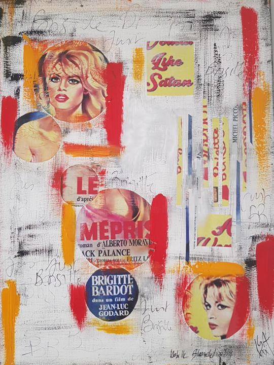 Collages intitulée ""Just Brigitte...le…" par Isabelle Blondel, Œuvre d'art originale, Collages