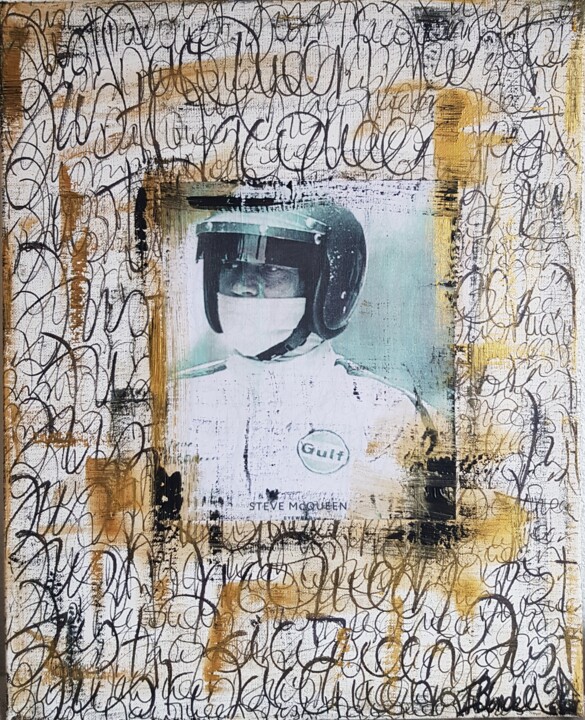 Collages getiteld "Just Macqueen" door Isabelle Blondel, Origineel Kunstwerk, Collages