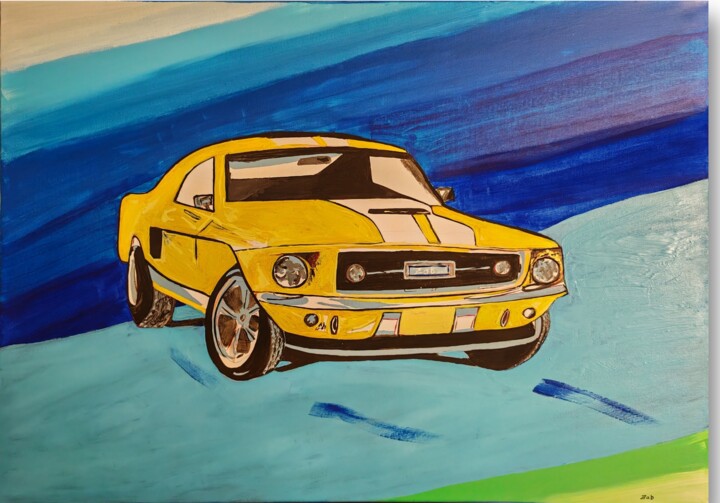 Painting titled "Mustang" by Isabelle Breteau (Zabougne), Original Artwork, Acrylic