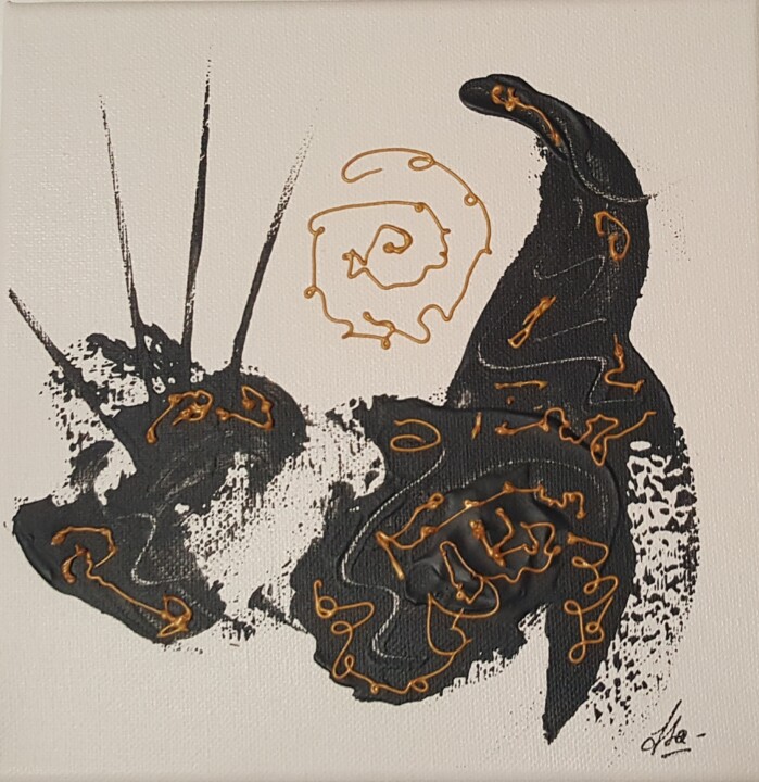 Peinture intitulée "Chat bondissant" par Isabelle Courbin, Œuvre d'art originale, Acrylique Monté sur Châssis en bois