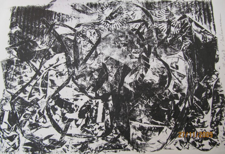 Incisioni, stampe intitolato "COLLAGRAPHIE DES RU…" da Isabelle Delamarre, Opera d'arte originale, Monotipo