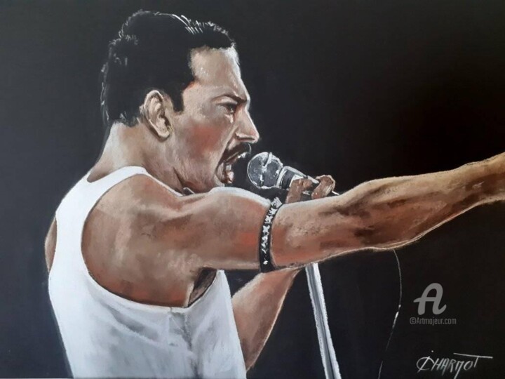 Rysunek zatytułowany „Freddie Mercury” autorstwa Isabelle Derangere, Oryginalna praca, Pastel