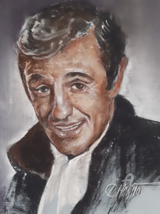 「Jean Paul Belmondo」というタイトルの描画 Isabelle Derangereによって, オリジナルのアートワーク, パステル