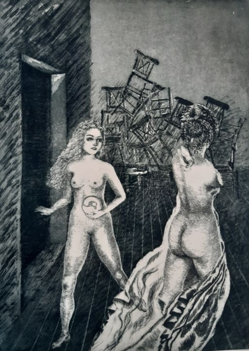 Incisioni, stampe intitolato "Reminescence" da Isabelle Desaulty, Opera d'arte originale, Acquaforte