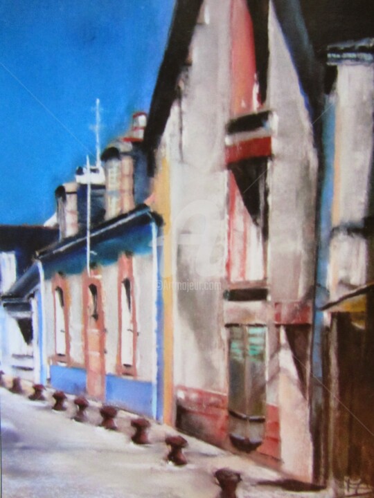 Painting titled "Maison dans le fini…" by Isabelle Douzamy, Original Artwork, Pastel