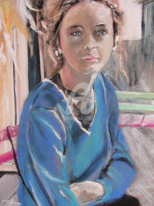 Painting titled "Pastel Mallory" by Isabelle Douzamy, Original Artwork, Pastel