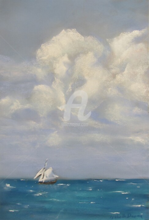 Painting titled "Bateau Le Renard à…" by Isabelle Douzamy, Original Artwork, Pastel