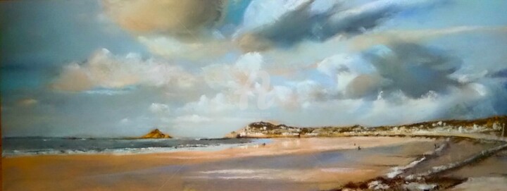 Desenho intitulada "Plage de Pléneuf va…" por Isabelle Douzamy, Obras de arte originais, Pastel Montado em artwork_cat.