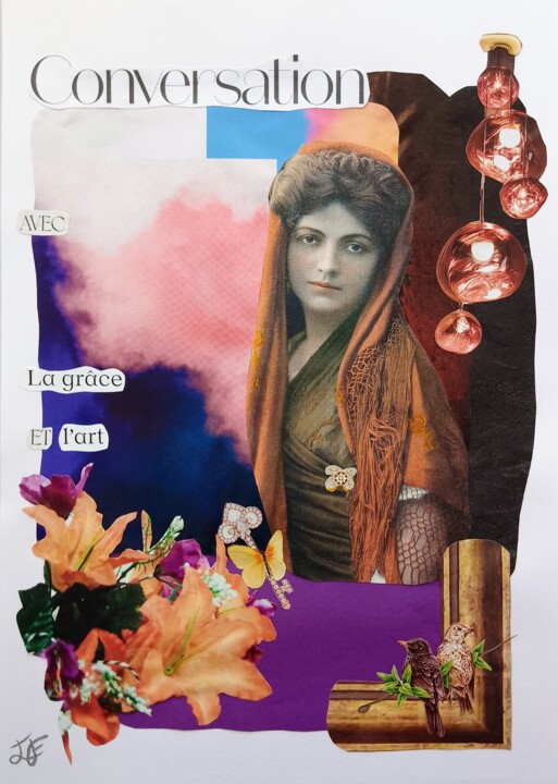Collages getiteld "Conversation avec l…" door Isabelle Flegeau, Origineel Kunstwerk, Collages