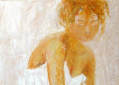 Painting titled "Femme" by Isabelle Frossard Corthay, Original Artwork, Oil