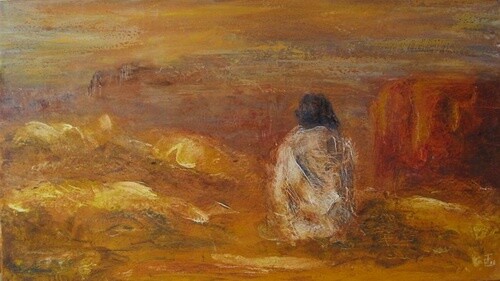 Painting titled "Méditation" by Isabelle Frossard Corthay, Original Artwork, Oil