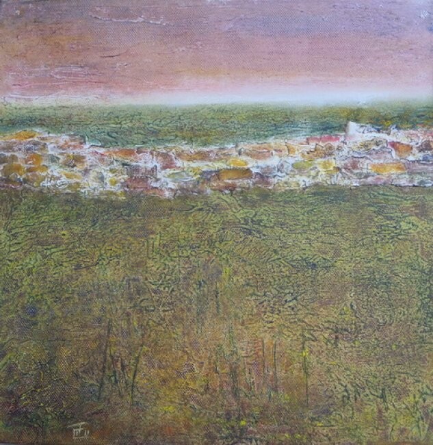 Peinture intitulée "L'oasis force tranq…" par Isabelle Frossard Corthay, Œuvre d'art originale, Huile Monté sur Châssis en b…