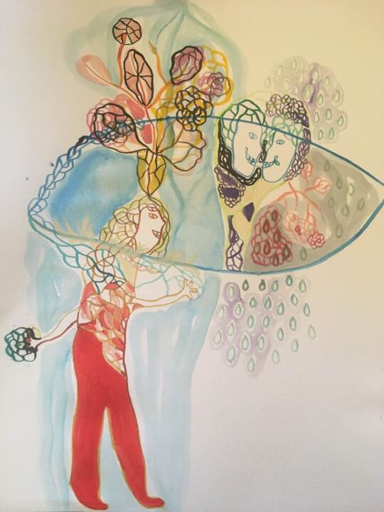 Peinture intitulée "Personnages" par Isabelle Garderet, Œuvre d'art originale, Acrylique
