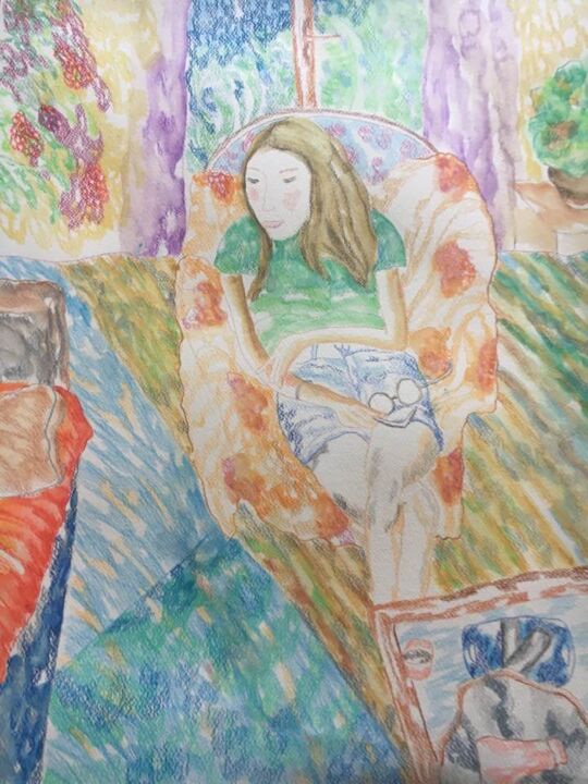 Peinture intitulée "Amélia au salon" par Isabelle Garderet, Œuvre d'art originale, Pastel
