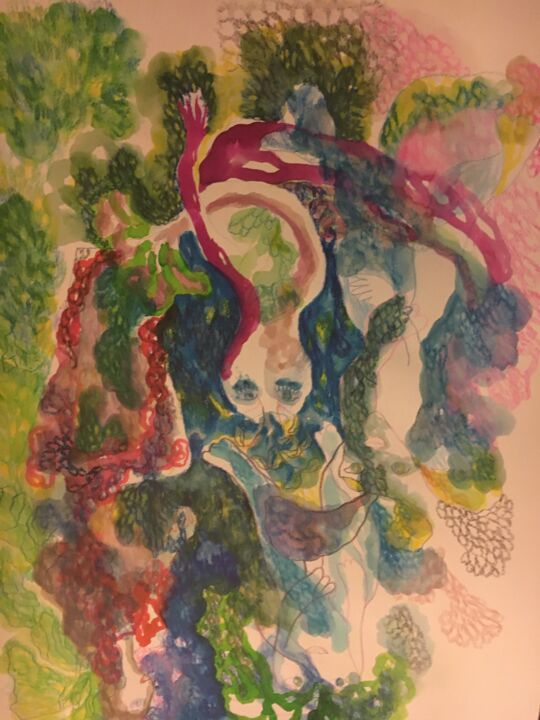 Peinture intitulée "Songe" par Isabelle Garderet, Œuvre d'art originale, Crayon