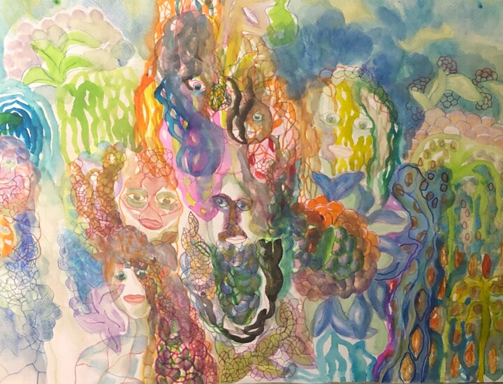 Peinture intitulée "The book field" par Isabelle Garderet, Œuvre d'art originale, Pastel