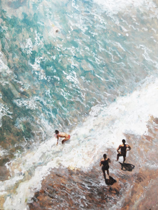 Painting titled "Mar de Luz" by Isabelle Jacq (Gamboena), Original Artwork, Acrylic