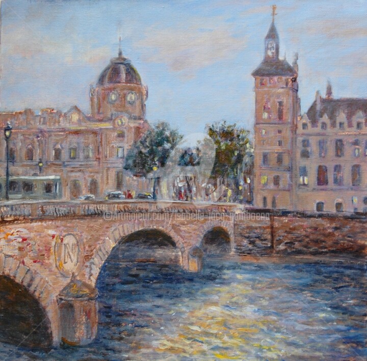 Картина под названием "Pont Saint Michel,…" - Isabelle Jacq (Gamboena), Подлинное произведение искусства, Акрил
