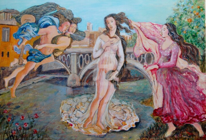 Peinture intitulée "Nacimiento de Venus…" par Isabelle Jacq (Gamboena), Œuvre d'art originale, Acrylique