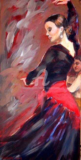 Painting titled "Perlita Bailando" by Isabelle Jacq (Gamboena), Original Artwork, Acrylic