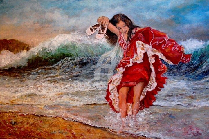 Painting titled "Bailando con las Ol…" by Isabelle Jacq (Gamboena), Original Artwork, Acrylic