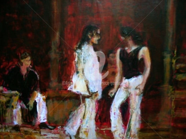 Painting titled "Chispa I" by Isabelle Jacq (Gamboena), Original Artwork, Oil