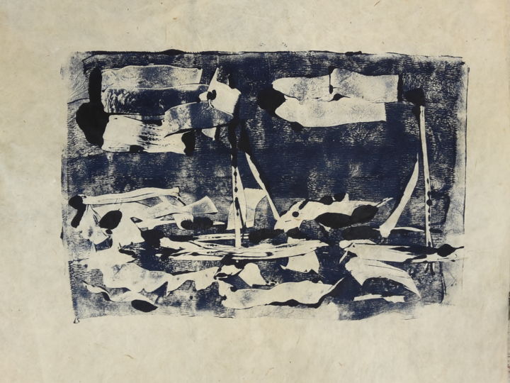 Estampas & grabados titulada "En solitaire" por Isabelle Langlois, Obra de arte original, Monotipia