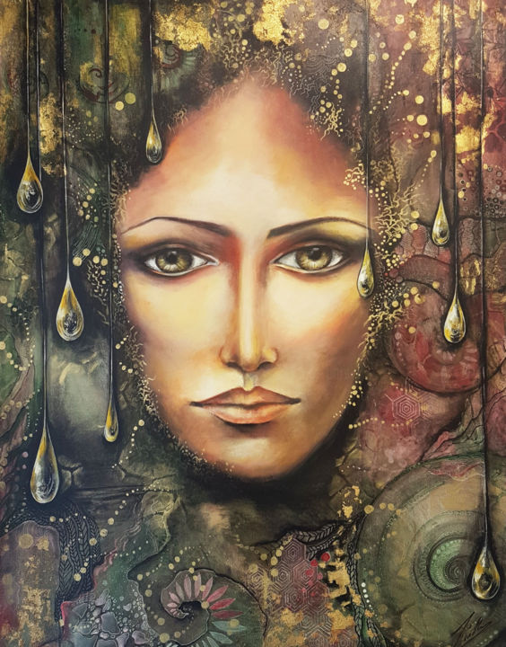 Peinture intitulée "Crystal Tears" par Isabelle Le Pors, Œuvre d'art originale, Acrylique