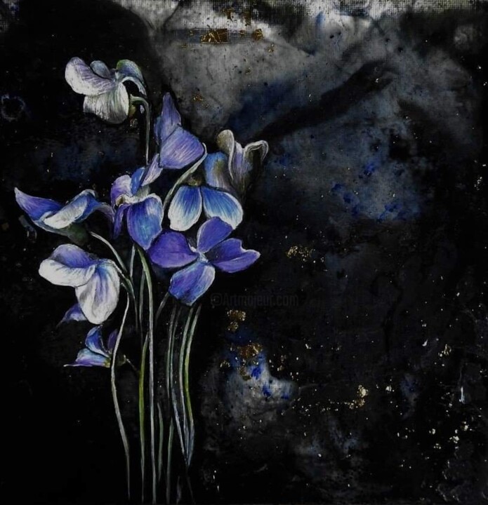 Peinture intitulée "Violettes" par Isabelle Le Pors, Œuvre d'art originale, Acrylique