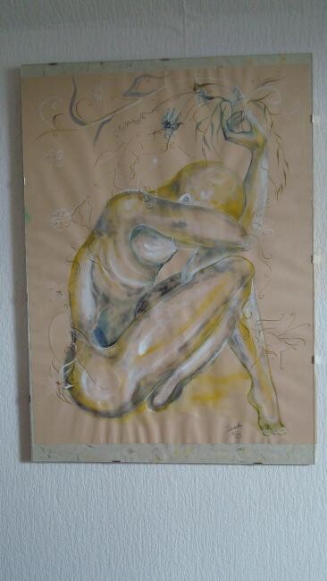 Painting titled "A gift" by Isabelle Leroux, Original Artwork, Oil