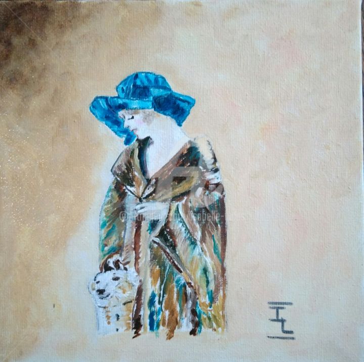 Painting titled "La femme au chapeau…" by Isabelle Lucas, Original Artwork, Oil