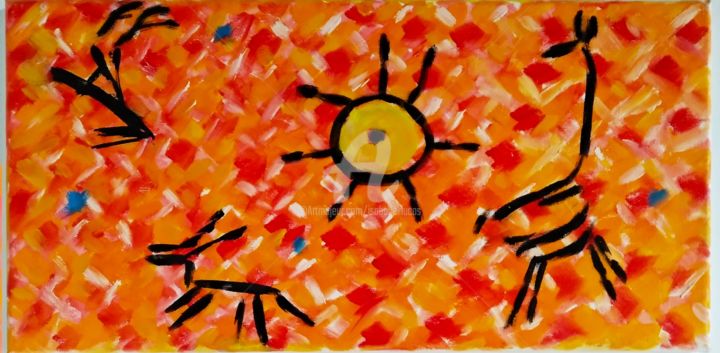 Peinture intitulée "Primary orange sunny" par Isabelle Lucas, Œuvre d'art originale, Huile