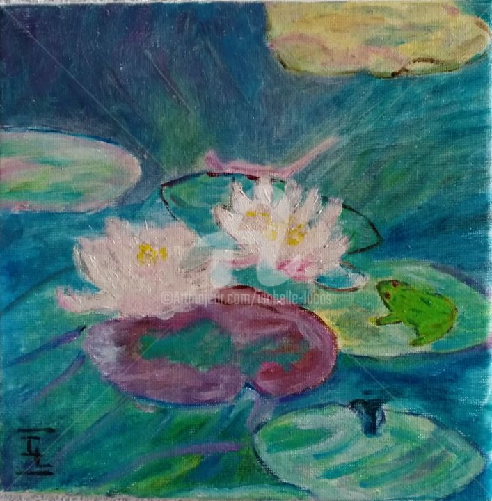 Painting titled "La grenouille des n…" by Isabelle Lucas, Original Artwork, Oil