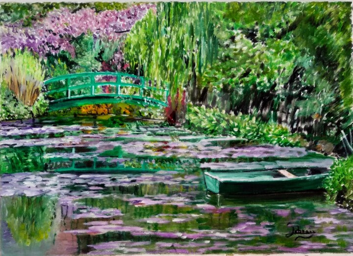 Le jardin de Monet Peinture par Isabelle Lucas | Artmajeur