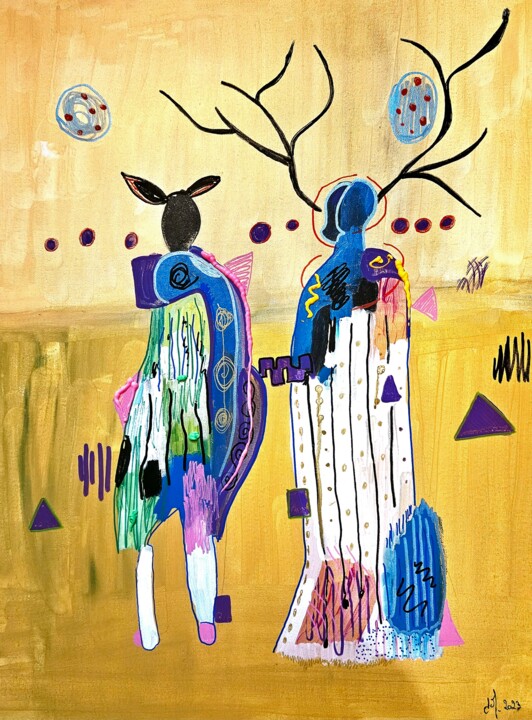 Peinture intitulée "Le couple de la for…" par Isabelle Mahaut, Œuvre d'art originale, Acrylique
