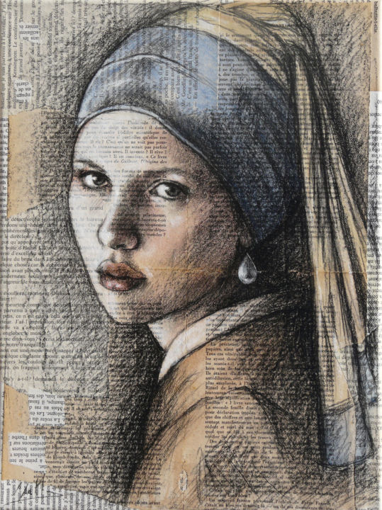 Painting titled "La jeune fille à la…" by Isabelle Milloz, Original Artwork