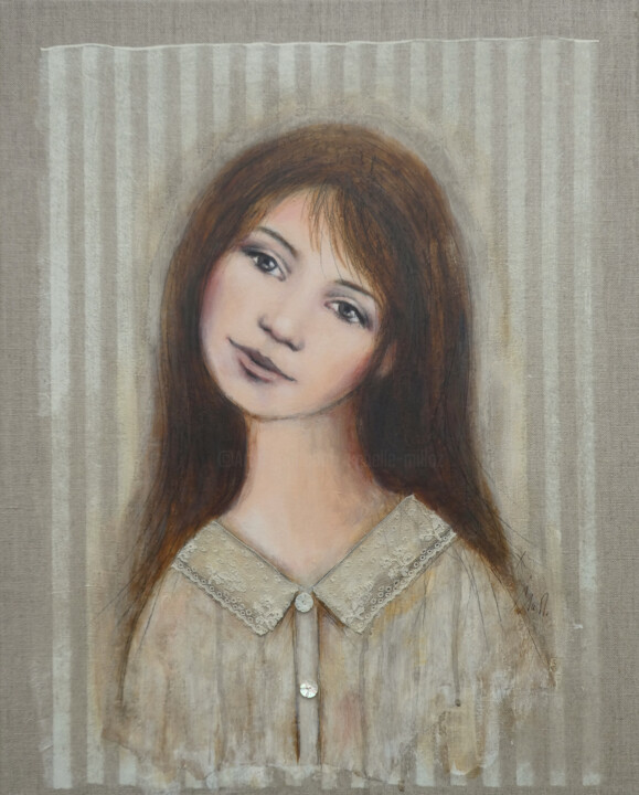 Malarstwo zatytułowany „Anna” autorstwa Isabelle Milloz, Oryginalna praca, Akryl Zamontowany na Drewniana rama noszy