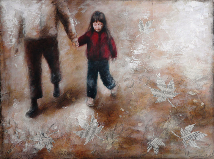 Pintura titulada "Marcher dans les fe…" por Isabelle Milloz, Obra de arte original, Acrílico
