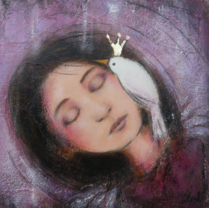 Peinture intitulée "Rêver encore (+ pas…" par Isabelle Milloz, Œuvre d'art originale, Acrylique Monté sur Carton