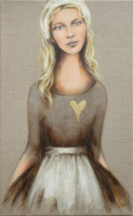 Peinture intitulée "Cendrillon au cœur…" par Isabelle Milloz, Œuvre d'art originale, Acrylique Monté sur Châssis en bois