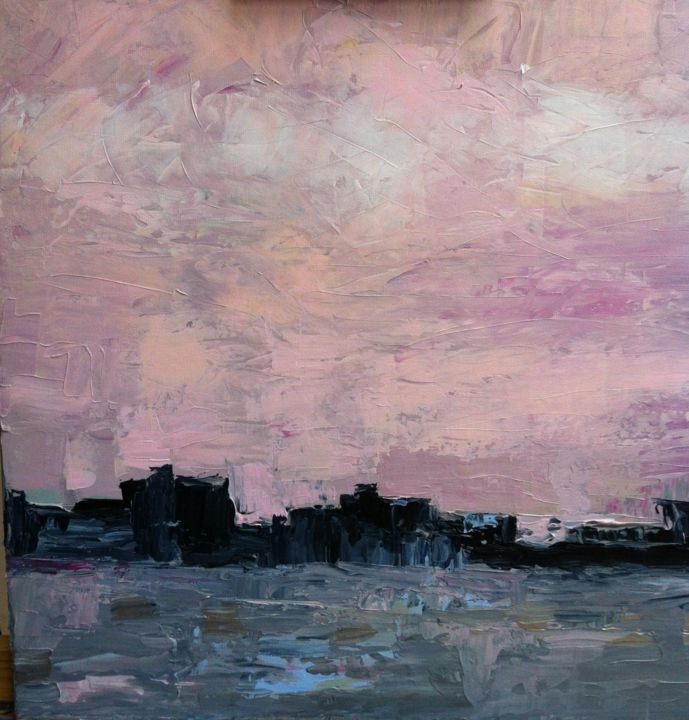 Peinture intitulée "skyline-rose.jpg" par Isabelle Nativelle, Œuvre d'art originale